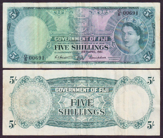 1961 Fiji 5 Shillings L000881